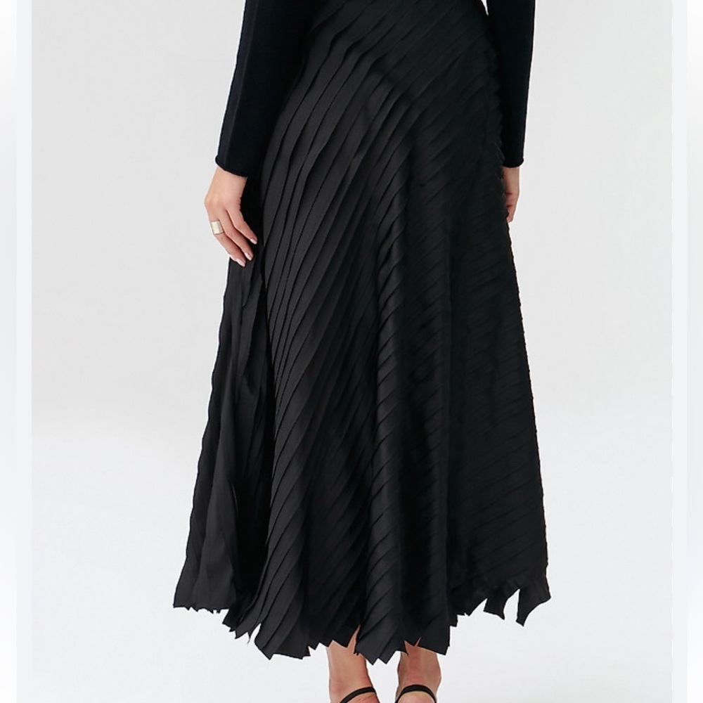 NWT J. Jill Black Silk Blend Textured A-Line Maxi Skirt size 14 Tall